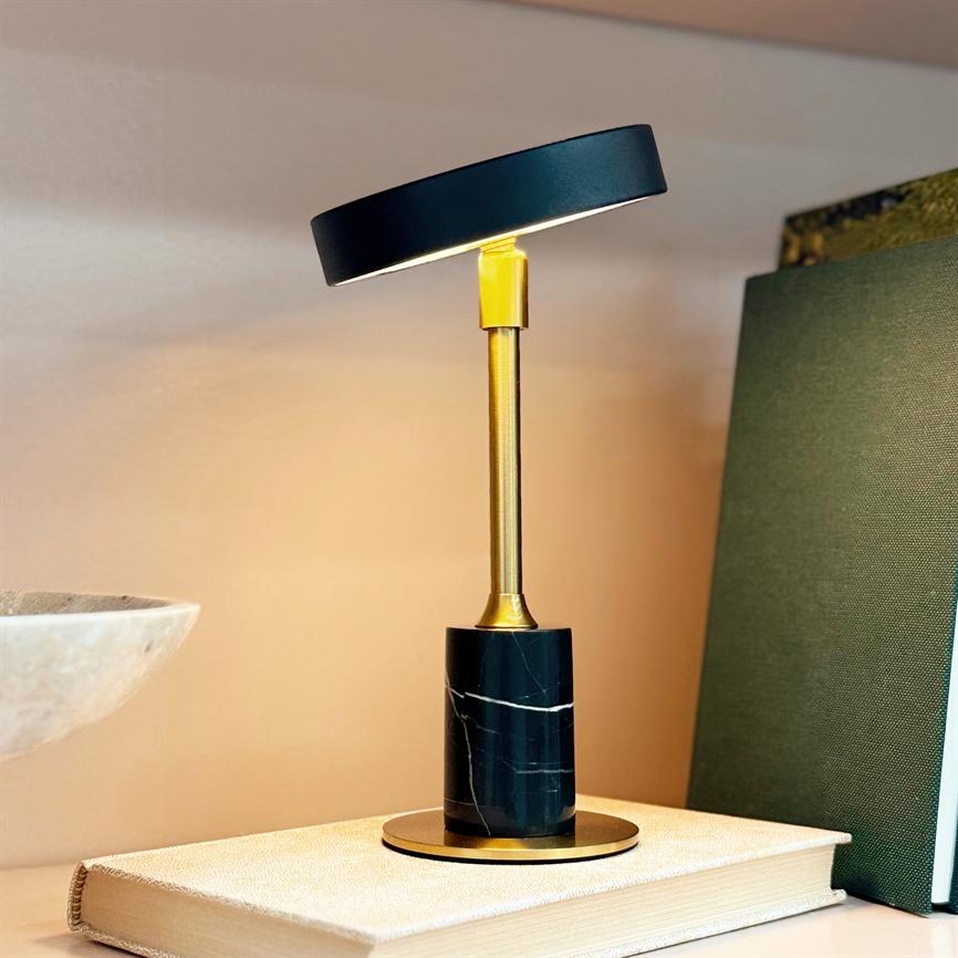 Starlight LED Mini Genopladelig Bordlampe Sort Marmor - Sort